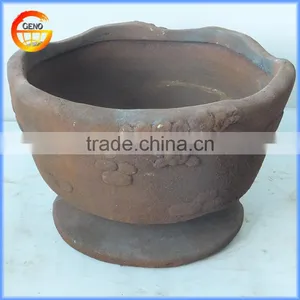Brown Color Flower Planter Fiber Glass Material Pot With Rust Metal Effect thumbnail-2