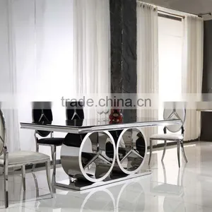 2017 New Modern Big Size Marble Top Dining Table Set thumbnail-1