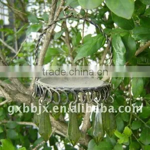 Green Pearl Gold Wire Round Hanging Decorative Metal Candle Holder Craft thumbnail-1