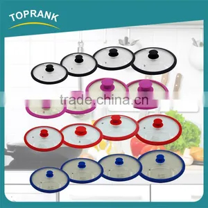 FDA Approval Multi Size Cooking Pan Lids Silicone Ring Tempered Glass Pot Cover thumbnail-1