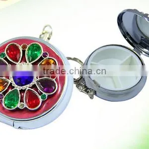 Colorful Crystal Diamond Pill Box Keychain thumbnail-1