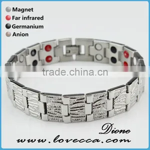Cheap Wholesale Fashion Hot Selling Men Silver Stainless Steel Magnetic Bracelet thumbnail-1
