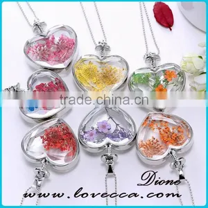 Wholesale Newest Dried Flower Pendant Women Gold Memory Necklace thumbnail-1