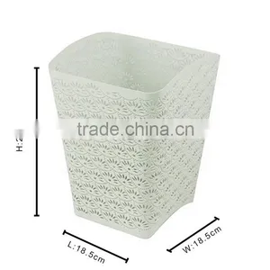 White Arc-shape Metal Punched Spray Open Top Trash Can thumbnail-6