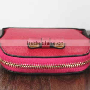 First Genuine Leather Bow Leather Purse Makeup Cosmetic Bag Shell thumbnail-2
