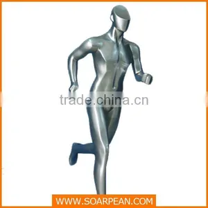 Fiberglass Silver Mannequin Running Male Mannequin thumbnail-1