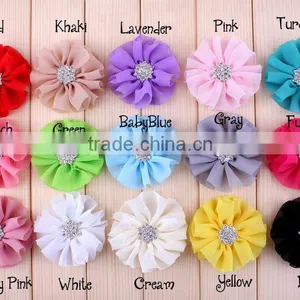 Fabric Chiffon Flower With Rhinestone in Center for Kids Hair Accessories thumbnail-5