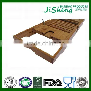 Bamboo Bathtub Caddy Tray With Extending Sides and With Waterproof Cloth thumbnail-3