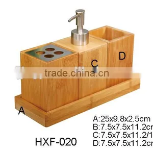 Elegant Nature Bamboo Bathroom Accessory for Toothbrush Holder and Soap Dispenser thumbnail-1