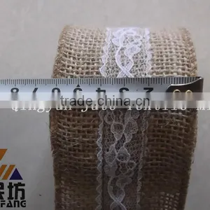 Burlap Ribbon 2.5''*10Y Sewn Edge Natural Wired thumbnail-1