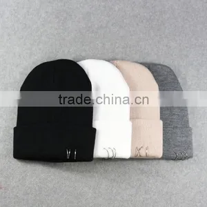 Hoop Ring 100% Acrylic Winter Hats And Blank CC Beanies thumbnail-2