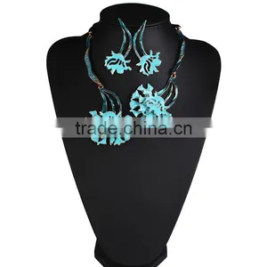 Big Brand New Design Metal Painting Carnations Necklaces Earrings Jewelry Sets for Women thumbnail-2