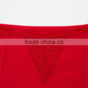 Best Quality Red 95% Cotton 5% Spandex With Lace Custom Sexy Fancy Woman Underwear thumbnail-4