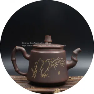 Kung Fu Teapot Bamboo Carving Pure Handmade Tea Pot thumbnail-1