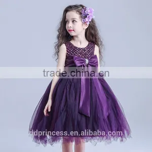 2017 Girl Party Wear Western Dress Elegant Dress Big Bow Purple Dress thumbnail-4
