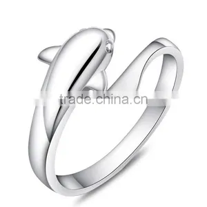 F20054N 2016 New Design Cheap Price Wholesale Fashion Silver Dolphin Ring thumbnail-1