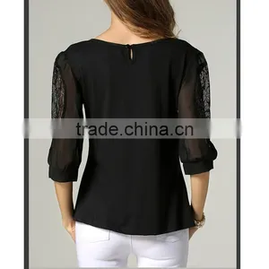European and American Style Large Size Look Slim Chiffon Fashion Summer Latest Loose t Shirt thumbnail-2