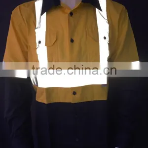 Hi Vis Yellow 3M Reflective Tape Safety Shirt With Contrast Color thumbnail-5