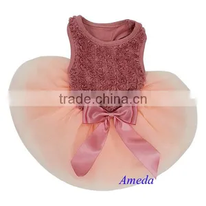 Tea Rose Rosettes Elegant Wedding Pageant Tutu Dog Pet Clothes Party Dress XS-L thumbnail-1