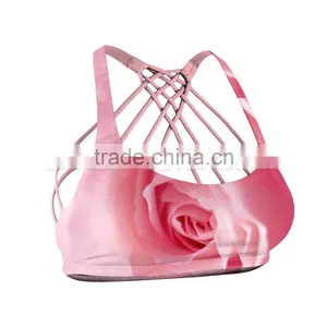 Pink Rose Sports Bra in 20 Different Colors Made With Triple Layered Supplex Material - Fitness Bra thumbnail-1