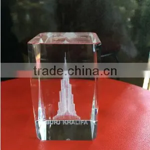 Famous Building Images Engraving,3D Crystal Engraving BURJ KHALIFA thumbnail-1