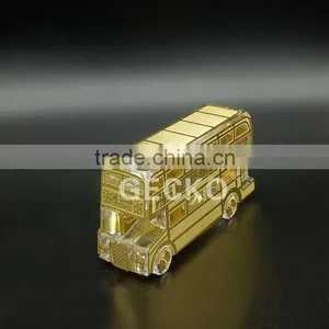 High Quanlity Tastefully Golden Crystal BUS Model For Fancy Clock UK Souvenir thumbnail-1