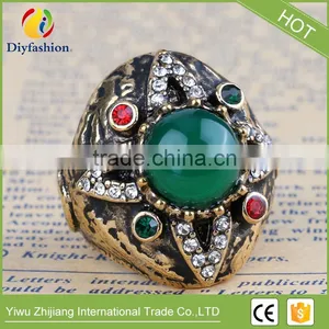 New Antique Rings For Women Fashion Accessories Antique Gold Green Stone Crystal Fine Finger Ring Female Jewelry thumbnail-3