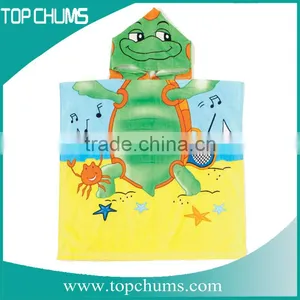 Quick-dry Microfiber 100% Cotton Reactive Printed Kids Hooded Poncho Towel thumbnail-1