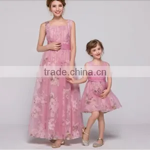 2015 New Design Floral Chiffon Mother and Daughter Clothing, Mother and Daughter Dress Design thumbnail-2