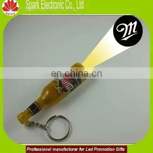Plastic Logo Projector Led Torch Mini Beer Keychain thumbnail-1
