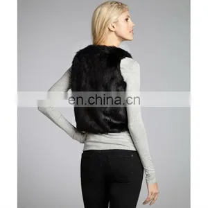 Dyed Black Fox Fur Vest /color Could be Customized thumbnail-2