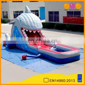 AOQI Crazy Fun New Inflatable Attraction Shark Huge Inflatable Slides With Pool thumbnail-1