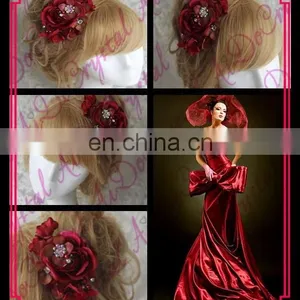 Aidocrystal SALE Wedding Accessory Red Hair Clip Bridal Accessory Hair Flower Clip, Handmade Wine Red Flower Hair Clip Shenzhen thumbnail-1