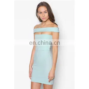Sexy off Shoulder Dress Fashion Women Clothing Strapless Blue Bodycon Dress thumbnail-3