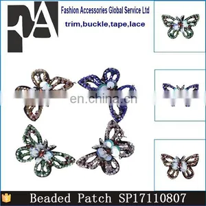 Hot Sale Green Blue Beading Sequins Butterfly Applique for Bag Dress thumbnail-5