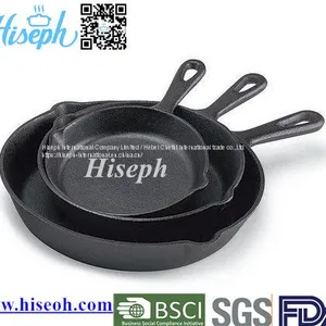 Hiseph Cast Iron Pan Skillet 3 Set With Handle HS-2 thumbnail-2