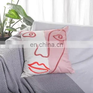 Latest Design Cute Digital Print Crewel Face Embroidery Cushion Covers thumbnail-7