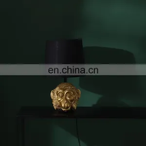 Novel Monkey Head Decoration European Antique Gold Retro Desk Lamps for Indoor thumbnail-1