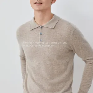 High Quality Polo Collar Long Sleeve Wool Cashmere Thick Jumper Sweater thumbnail-1