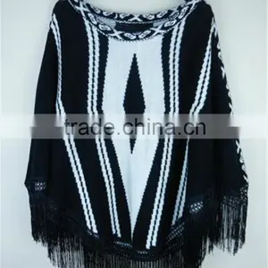 Ladies Elegant Design Popular Knitted Crochet Winter Poncho 2016 thumbnail-6
