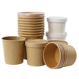 Eco Friendly Compostable 8 oz Paper Soup Cup Soup Container 8oz 12oz 16oz 26oz 32oz thumbnail-1