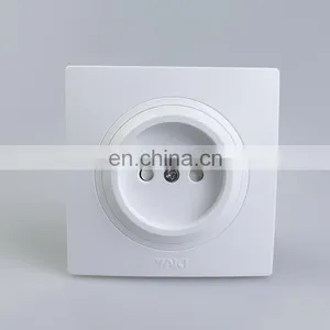 Yaki Hot Selling Fashion Contracted Switch White Copper Accessories French Standard Socket High Quality Wall Socket thumbnail-1