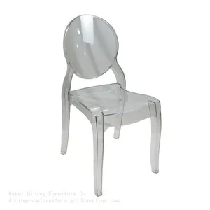 Fully Transparent Plastic Dining Chair With Round Backrest DC-N42P thumbnail-1