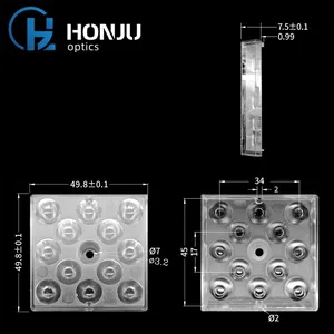 Hongzhu 50X50mm Outdoor Light Lens 5050 PC 12 In 1 Led Outdoor Lighting Street Light Lens thumbnail-2