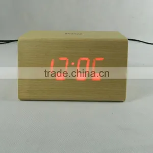 WL1226T Hot Sale Nature Wood Sensor Touch Table Clock thumbnail-1