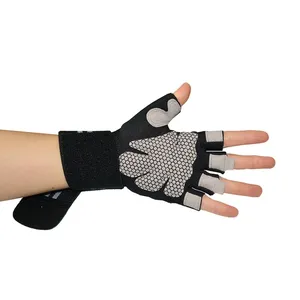 Non-Slip Unisex Gym Gloves Custom Printed Logo Weight Lifting Sports Training Elastic Wristband Half Finger Bodybuilding Cycling thumbnail-2