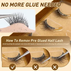Reusable Self Stick Press Lashes Waterproof Synthetic Hair Lash Clusters for Pre Glued Long Lasting Cruelty-Free Glow thumbnail-2