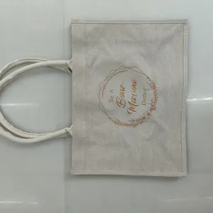 Custom Size And Printed Jute Tote Bags thumbnail-3