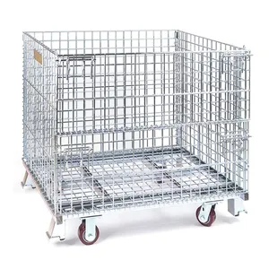 Factory Custom Wire Mesh Storage Cage Metal Heavy Duty Durable Stackable Supermarket Storage Cages Containers thumbnail-3