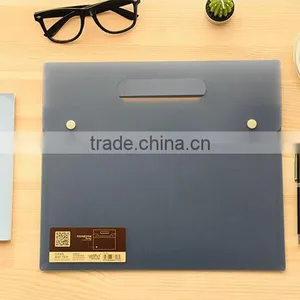 A4 Trasprent /frosted Fashion Portable Plastic File Box With Double Snap Button Suitable for Office Lady thumbnail-2